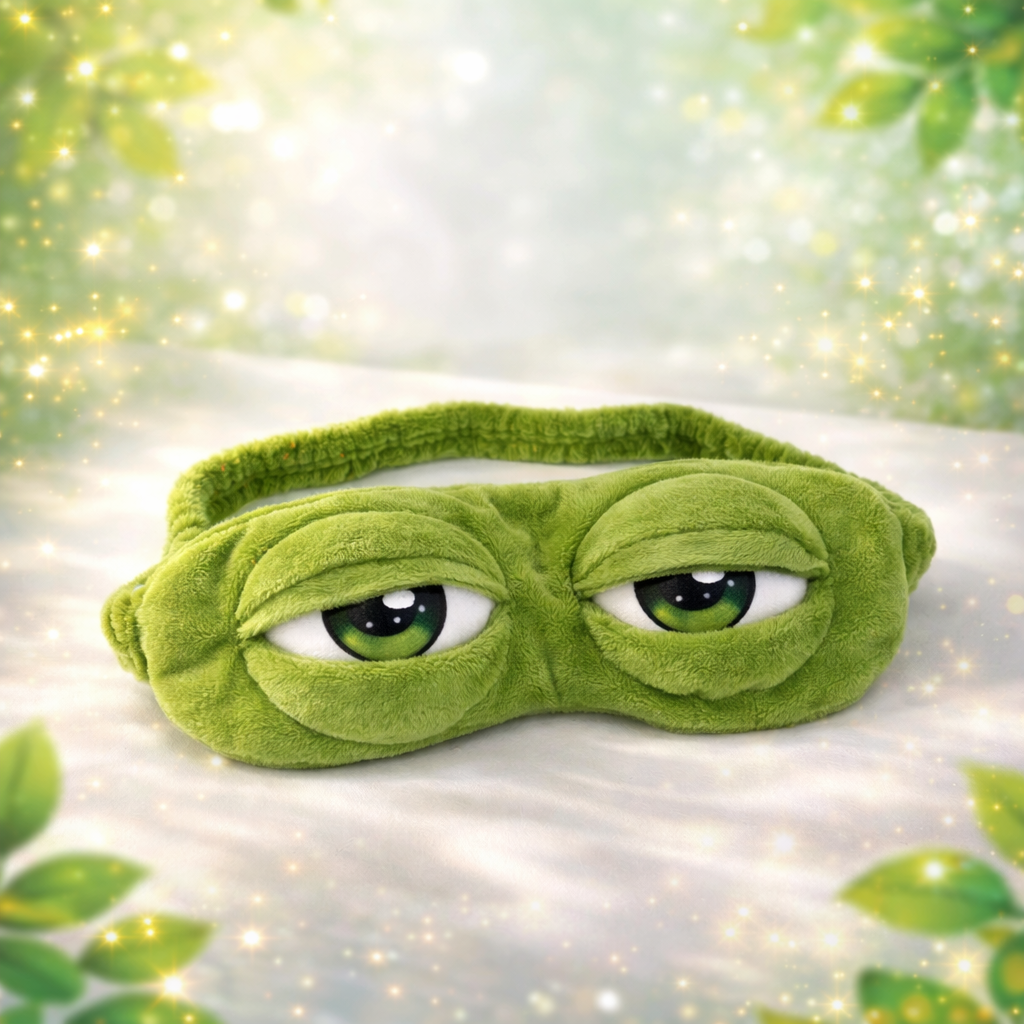 DreamVia™ Sad Frog Sleep Mask 🐸 – Cute Cozy Blindfold for Better Sleep