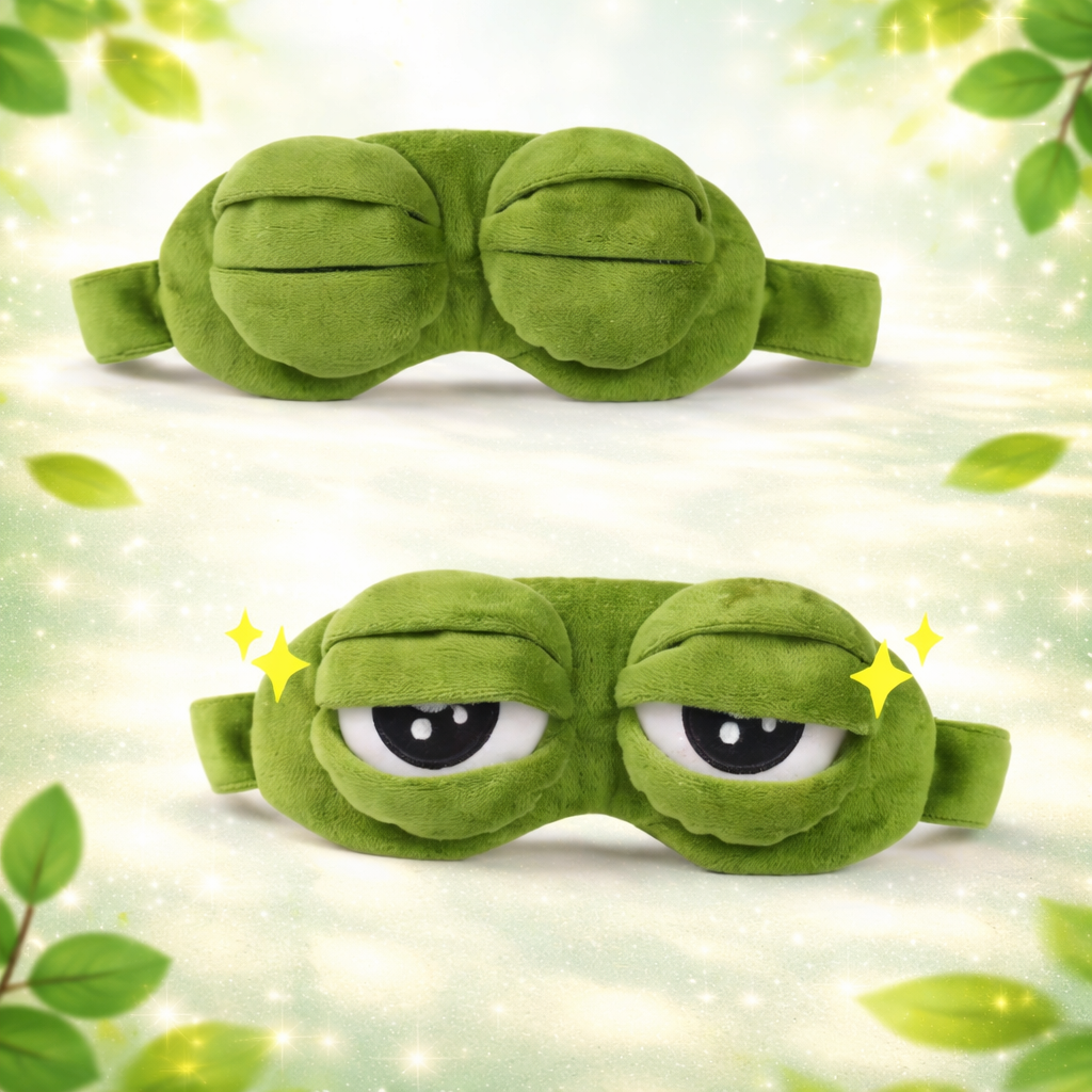 DreamVia™ Sad Frog Sleep Mask 🐸 – Cute Cozy Blindfold for Better Sleep